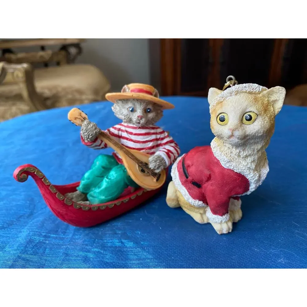 vintage 1993 cat holiday ornaments likely  Franklin Mint's Santa Claws Symphony